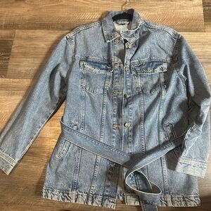 H&M Light Blue Denim Jacket with Belt